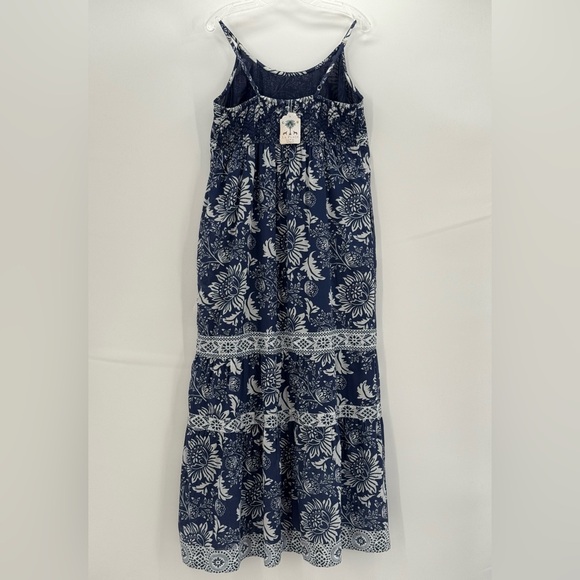 La Plague Palmetto Maxi-Floral Dot Dress Boho Sleeveless Sundress Size Large - Picture 8 of 16